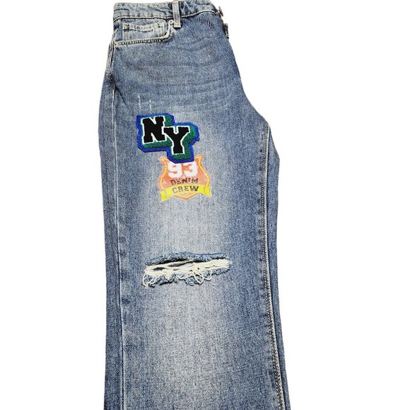 New York Patchwork Jeans - Size 6 - High Rise - Mom Jeans - Distressed - Picture 3 of 10